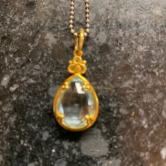 Temple St Clair Aquamarine Gold &  Diamond Pendant - Picture 3 of 15
